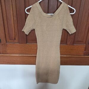 Bebe Shimmering Gold Mini Dress